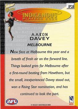 2004 Select Ovation - Indigenous Players 2004 #IP28 Aaron Davey Back